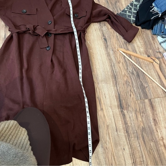 Zara Brown Knit Trench Coat with Belt - Picture 14 of 16